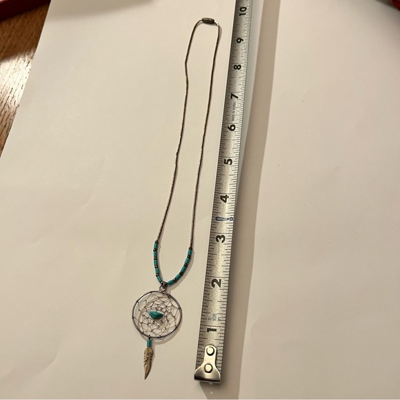 925 Sterling Silver Turquoise Dreamcatcher Necklace - Picture 7 of 10